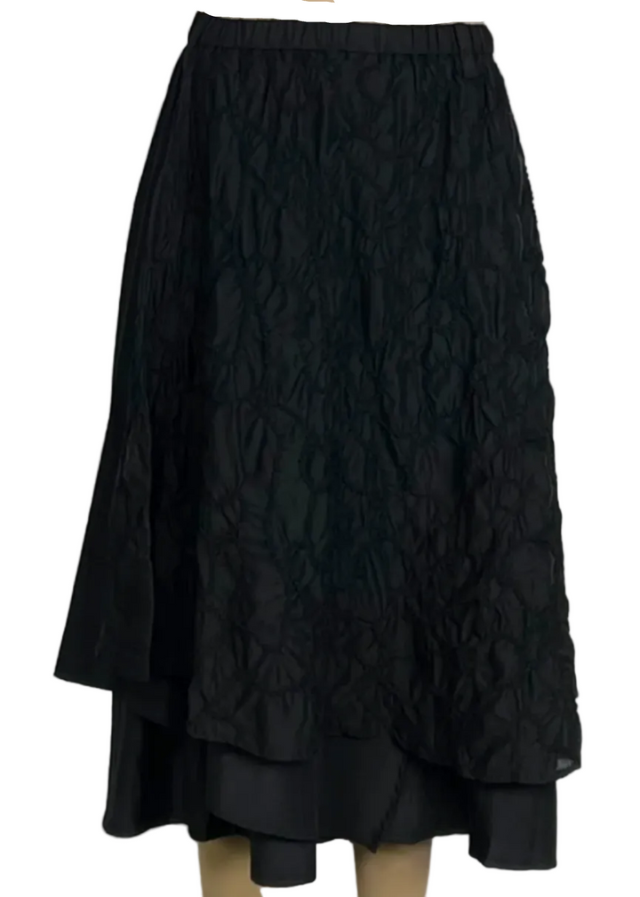 Black Embroidered Overlay Skirt by Moyuru 