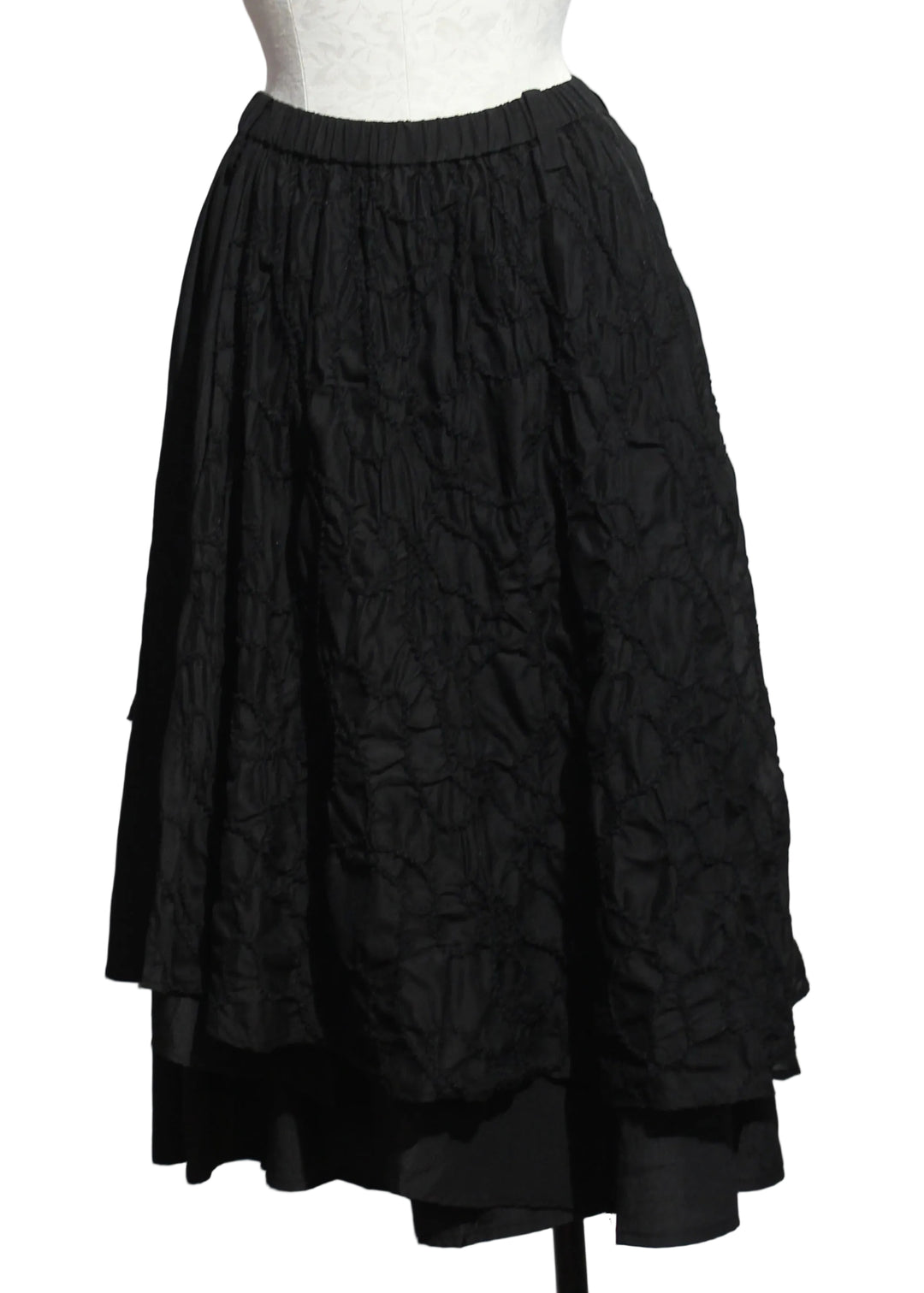 Black Embroidered Overlay Skirt by Moyuru