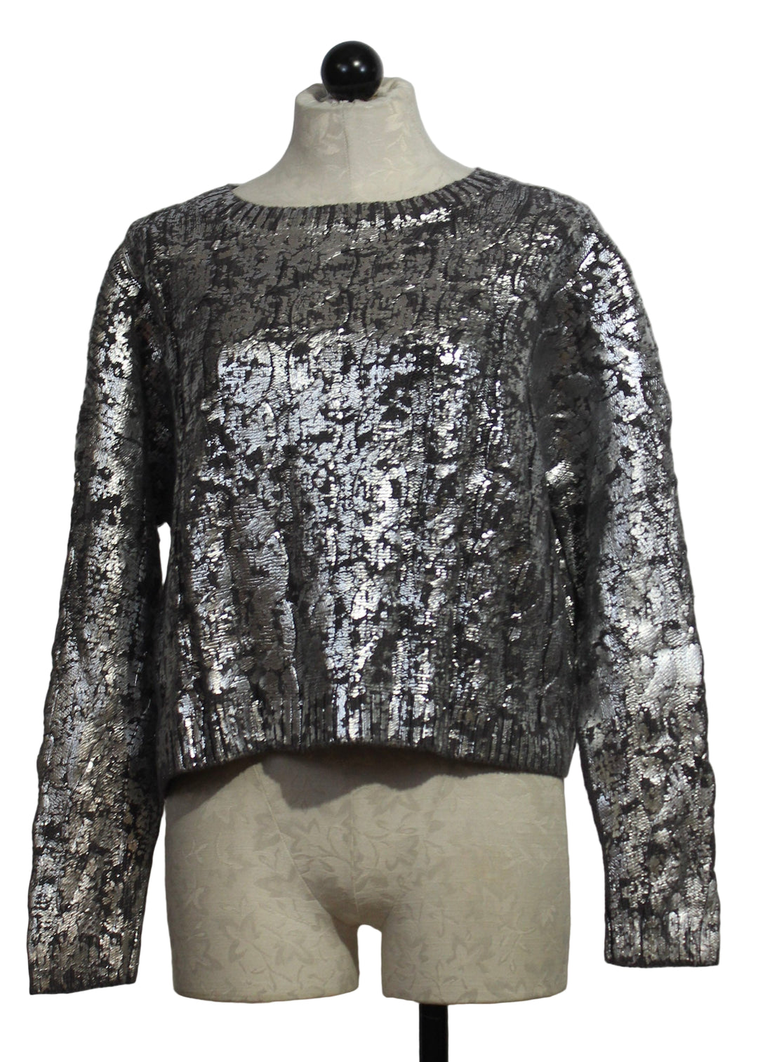 Lava/Silver Mini Foil Cable Sweater by Planet