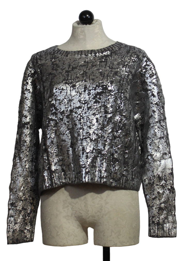 Lava/Silver Mini Foil Cable Sweater by Planet