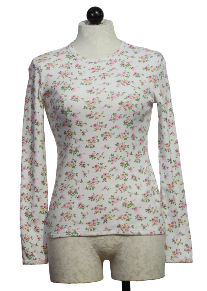 Floral Pointelle Long Sleeve Crew by Goldie Lewinter