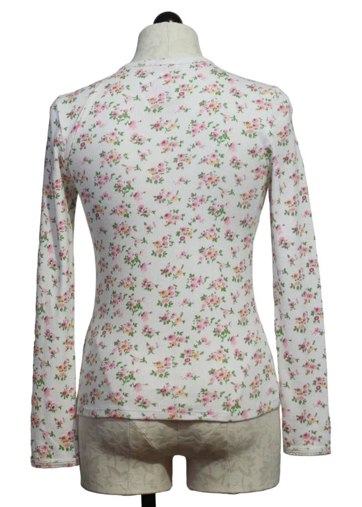 back view of Floral Pointelle Long Sleeve Crew by Goldie Lewinter