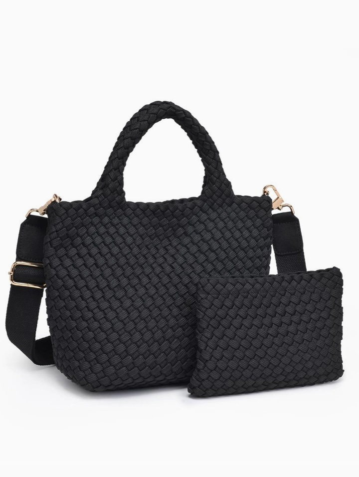 Black Sky's the Limit Small Laced Up Eco Edition Crossbody by Sol and Selene with inside pouch