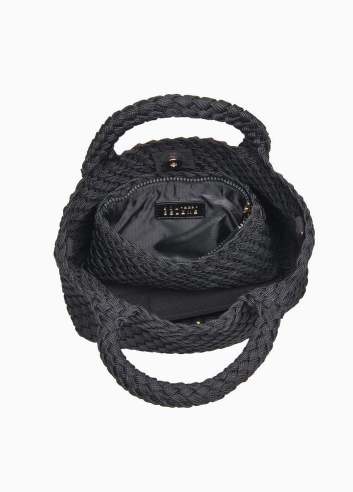 inside view of Black Sky's the Limit Small Laced Up Eco Edition Crossbody by Sol and Selene