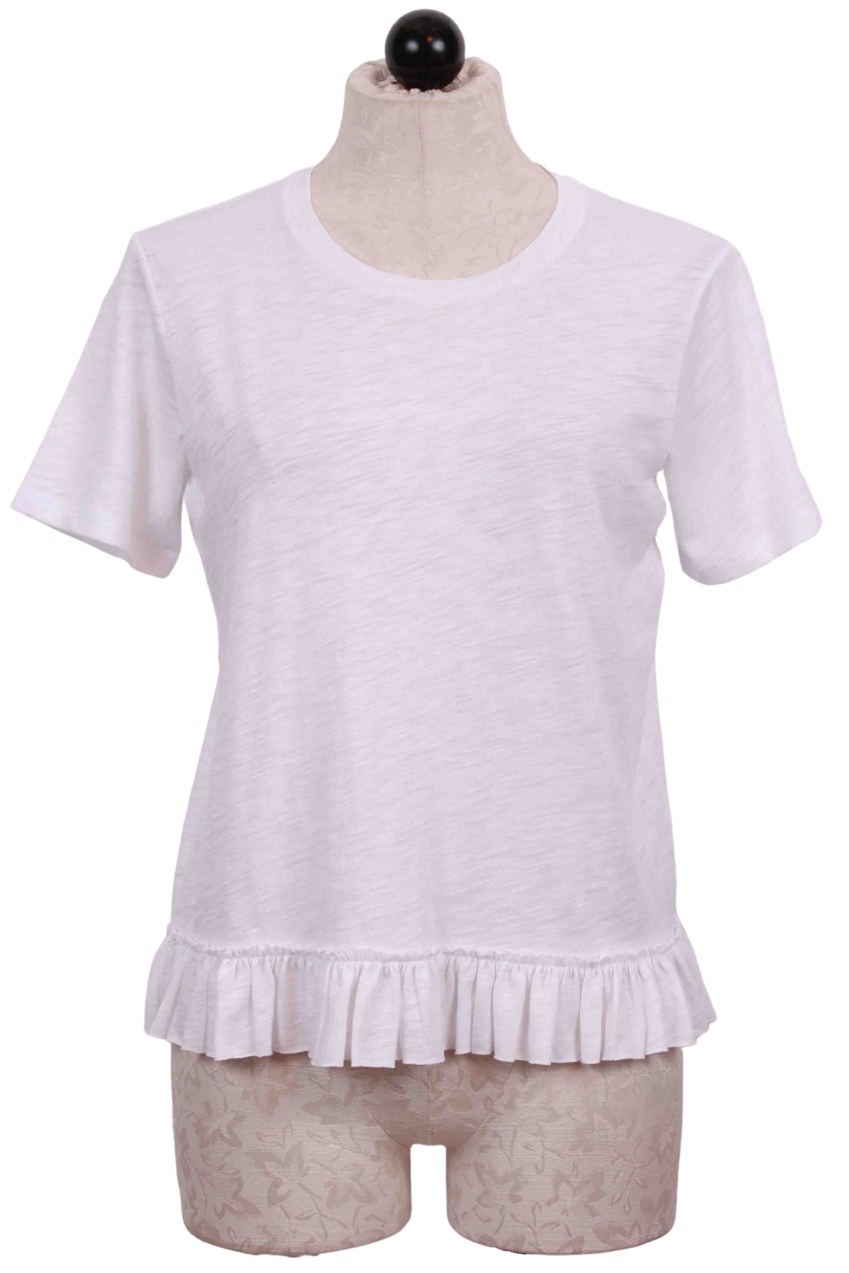 White Ruffle Bottom Boxy Tee by Goldie LeWinter