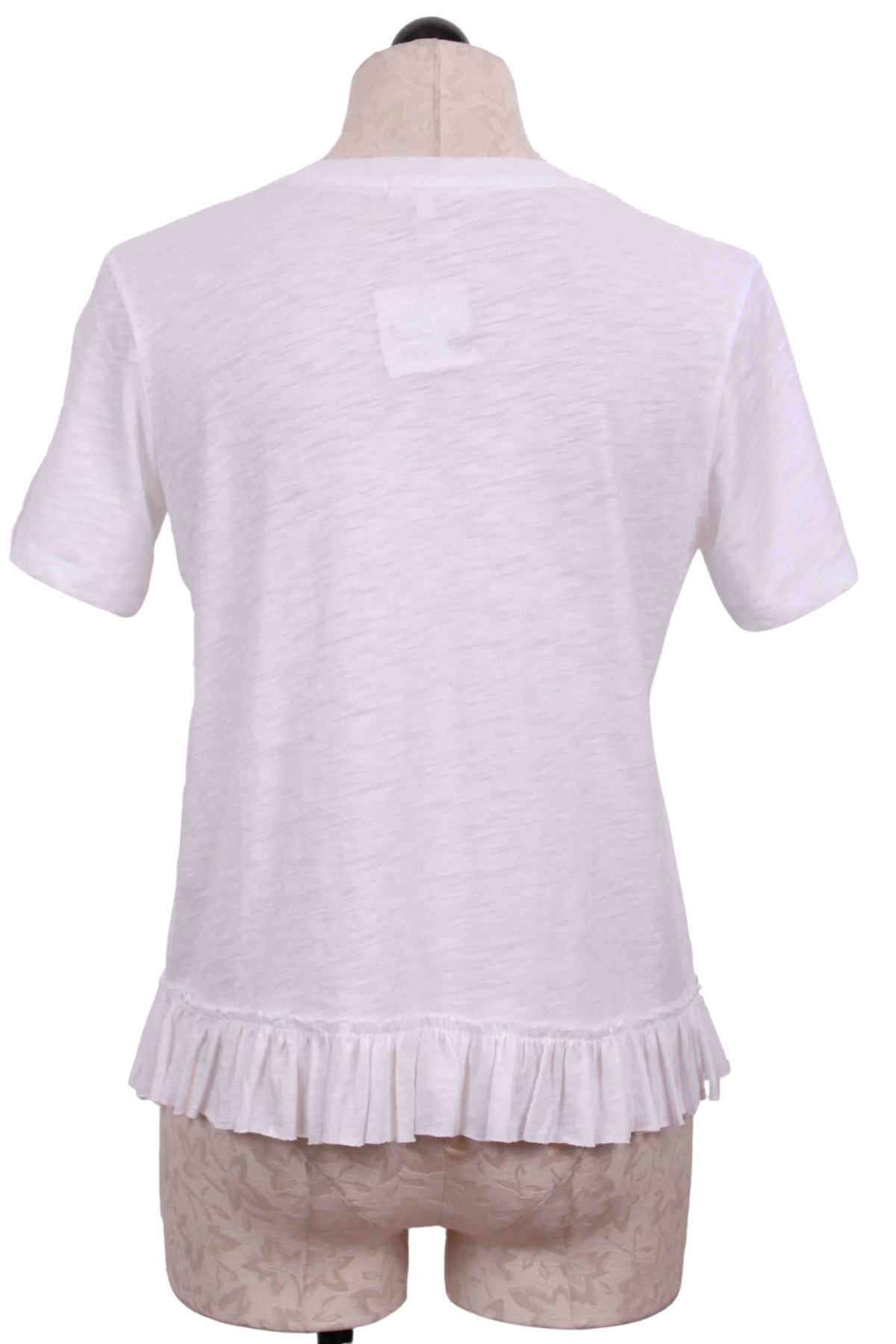 back view of White Ruffle Bottom Boxy Tee by Goldie LeWinter