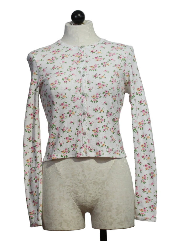The Floral Pointelle Long Sleeve Crop Cardi by Goldie Lewinter