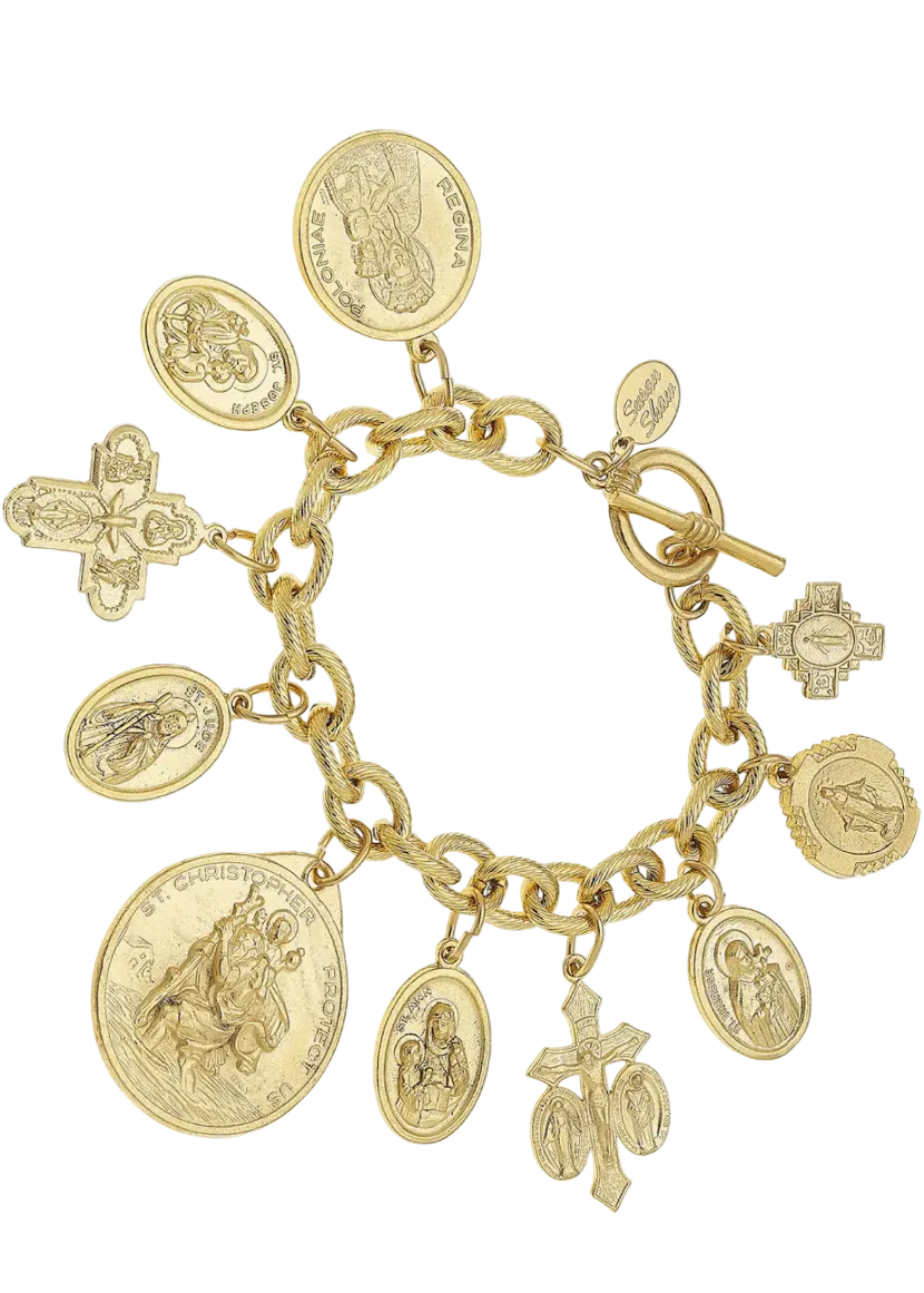Gold Saints Charm Bracelets by Susan Shaw