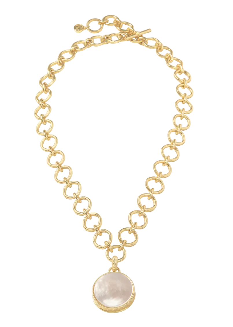 Naia Chunky Necklace 20" by Spartina 449 with Mother of Pearl pendant