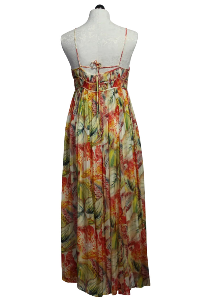 back view of The Bailey Dress by Marie Oliver in the vibrant botanical Lyric print