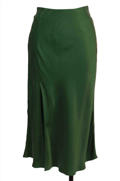  jade colored Brielle Satin Midi Skirt by Fifteen Twenty