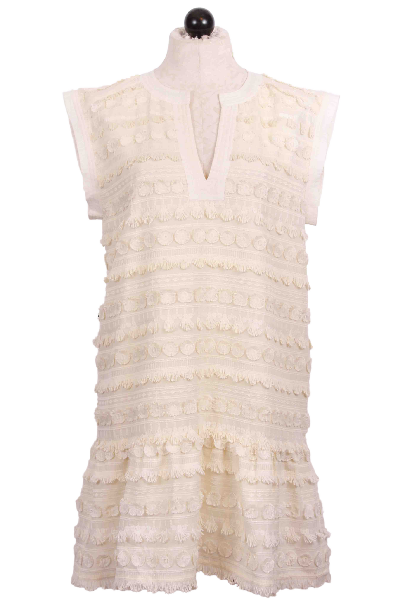 Blanc colored Herra fringe Dress by Marie Oliver