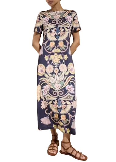 Short Sleeve Sloan Dress by Marie Oliver in the Neptune Print