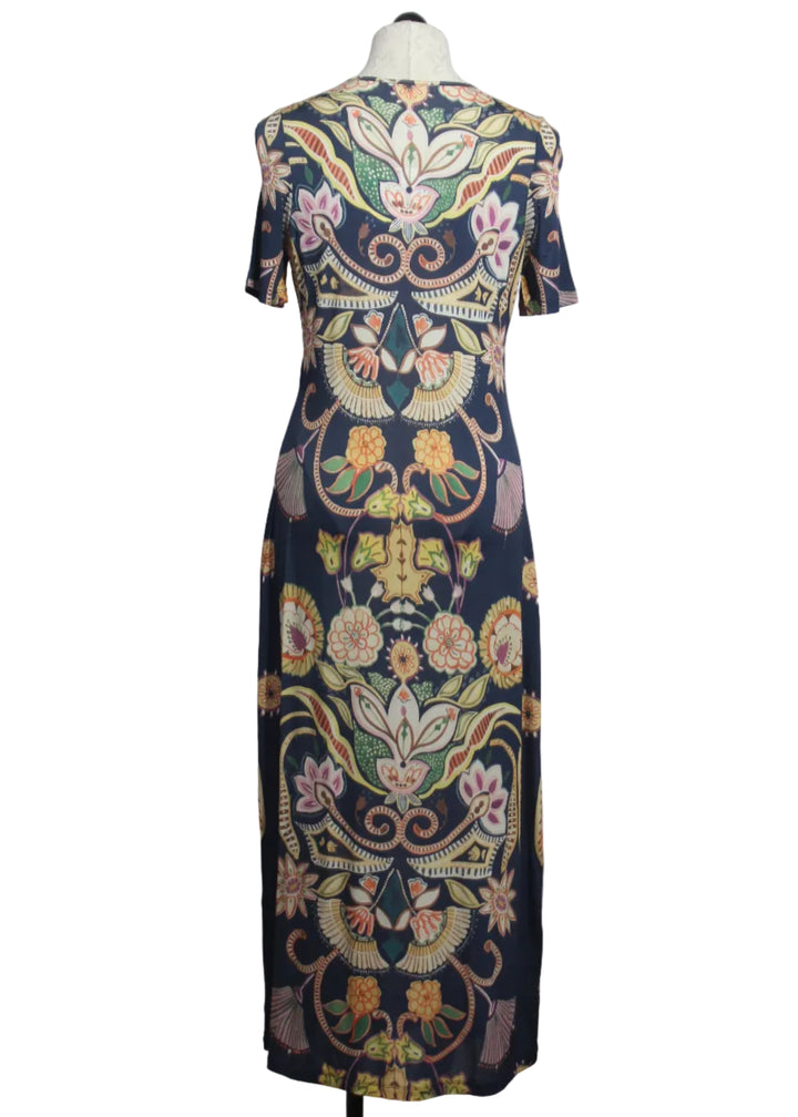 back view of Short Sleeve Sloan Dress by Marie Oliver in the Neptune Print
