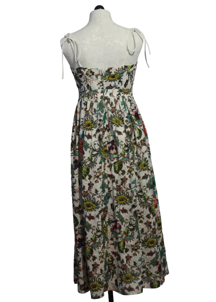 back view of the Selene Dress by Marie Oliver in the Botanique Fabric