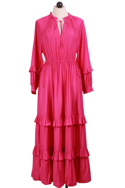 Raspberry Maxi Length Ruffle Cove Dress by Marie Oliver