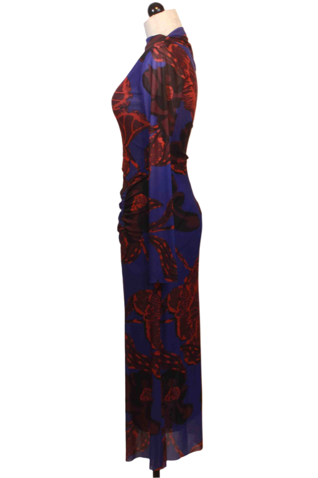 side view of La Rouge Print Katya Ankle Dress by Cleobella 