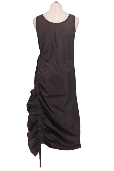back view of Black Sleeveless Big Pocket Dress by Planet