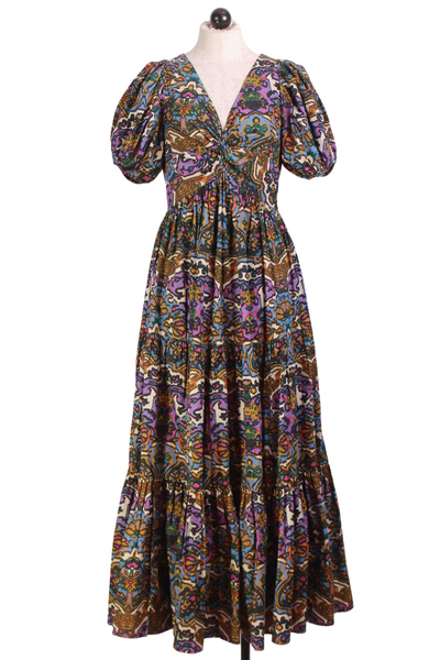 Mosaic Ikat Midi Length Evita Dress by Cleobella