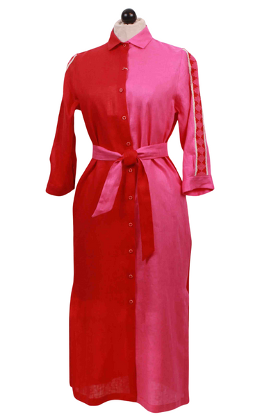 Antonella Red Linen Dress by Vilagallo belted