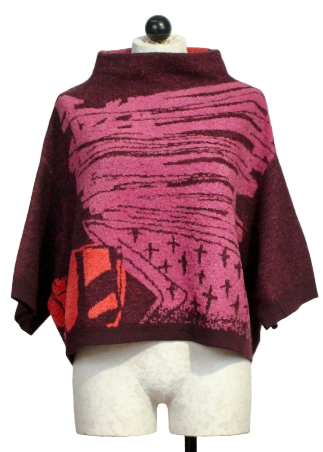 The Cropped Pullover Sweater by Moyuru in Purple/Pink/Orange