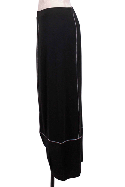 side view of Black Essential Layers Zanna Pant by Liv by Habitat with white seaming detail
