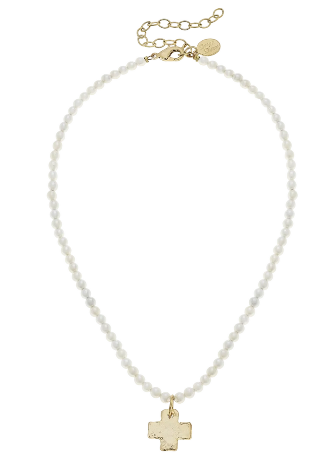Gold Cross on Freshwater Pearl Necklace by Susan Shaw