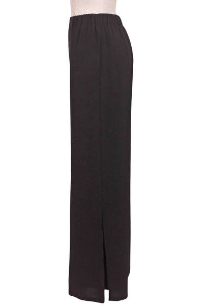 side view of Black Pull On Wide Leg Pant with Side Slits by Compli K
