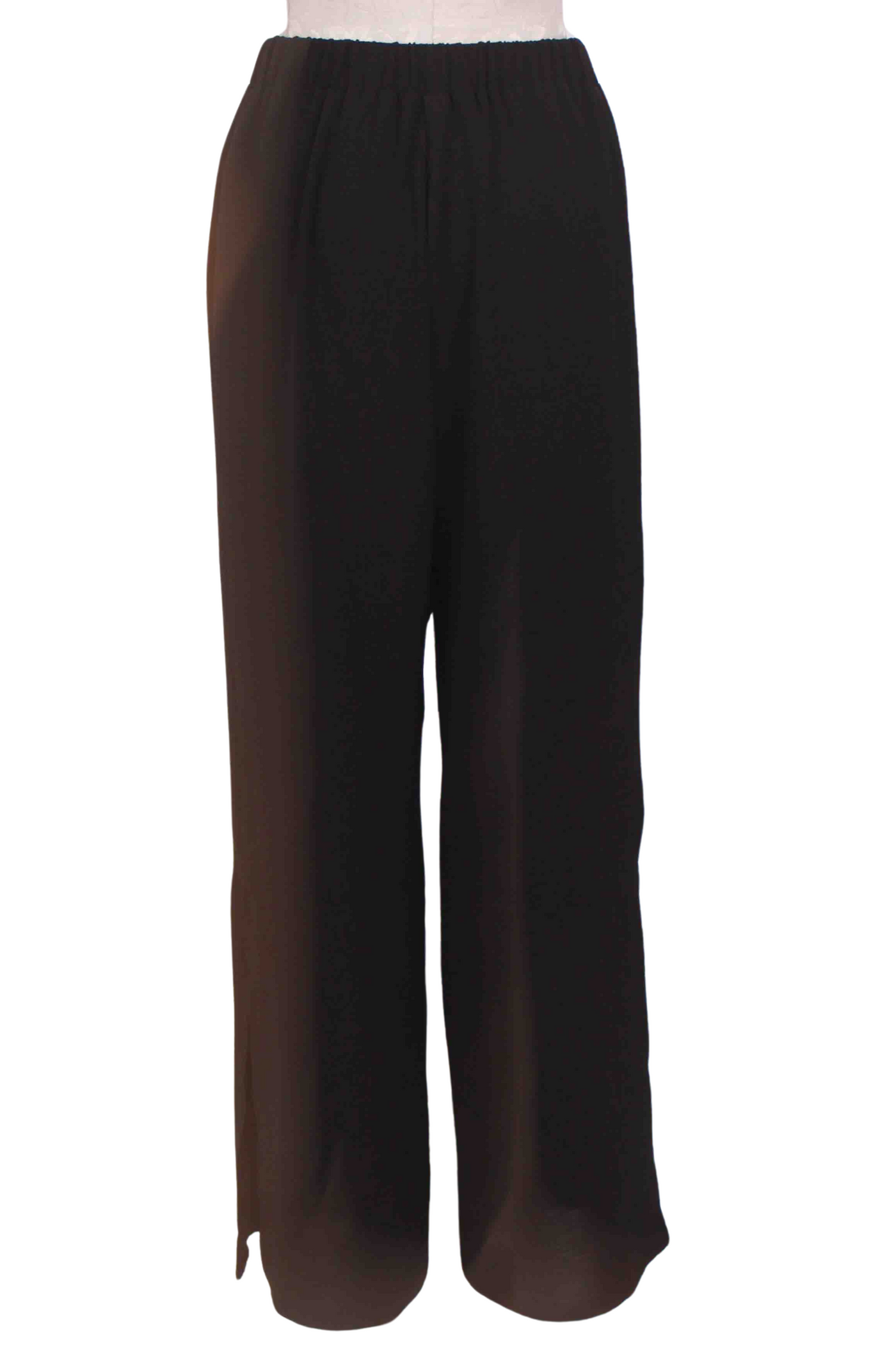 back view of Black Pull On Wide Leg Pant with Side Slits by Compli K