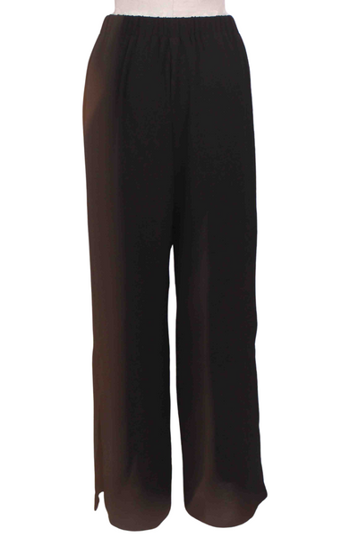 back view of Black Pull On Wide Leg Pant with Side Slits by Compli K