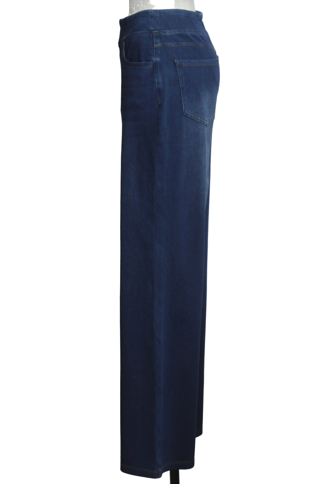 side view of Blue Denim Wide-Leg Stretch Pull-On Jean by Compli K 