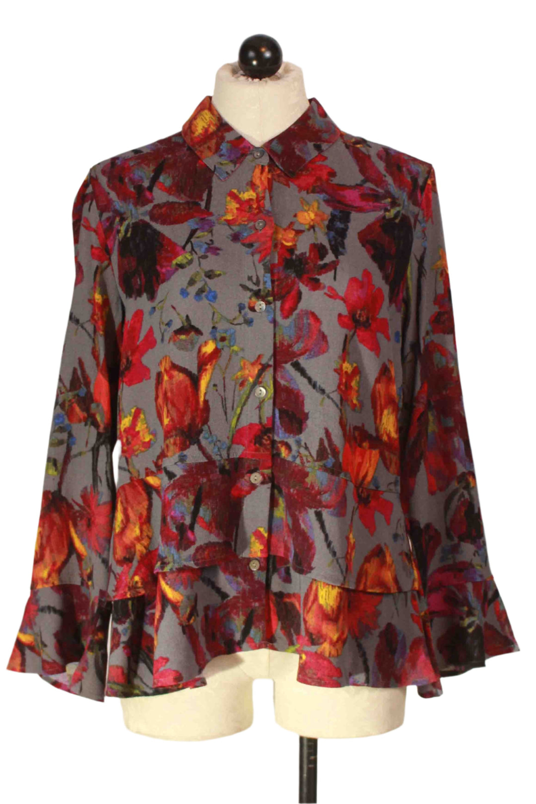 iron Floral Crepe Flounce Bracelet Shirt by Habitat