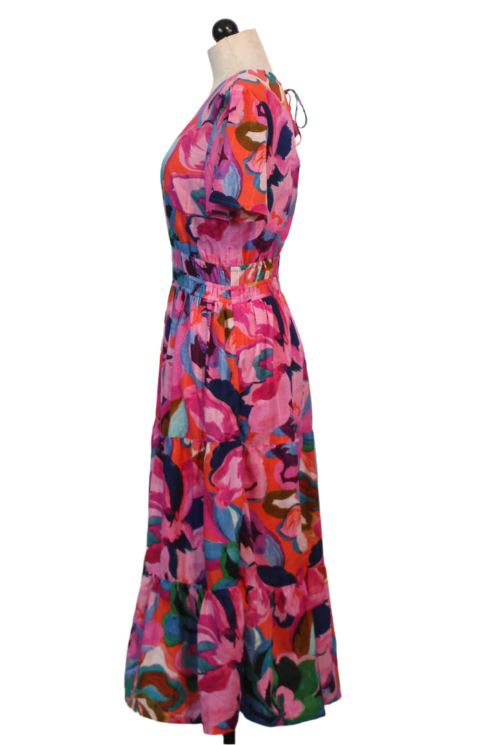 Side view of Ambre colored Smocked Tier Dress by Johnny Was