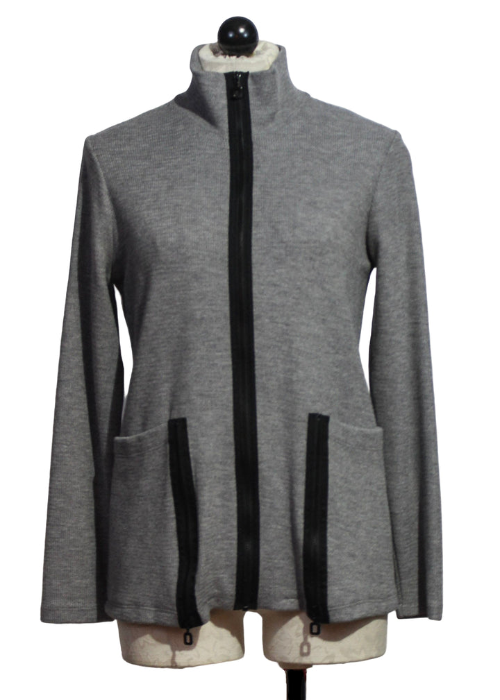 Grey Knit Jacket with Black Zipper by Compli K