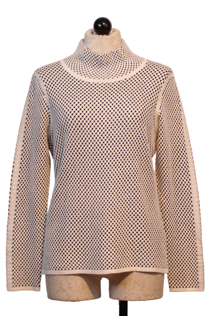 Black and White Mock Neck Sweater by Elena Wang