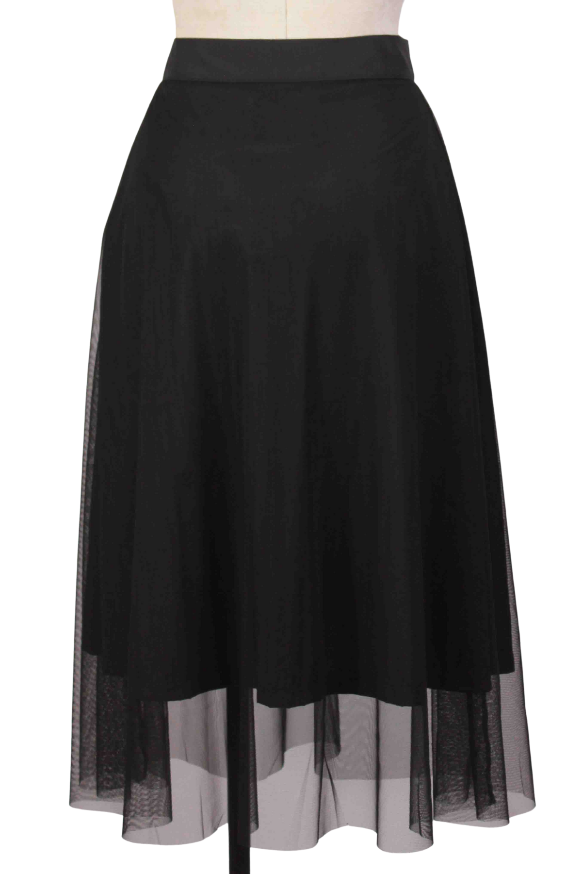 back view of Black Mesh A Line Asia Skirt by Kozan