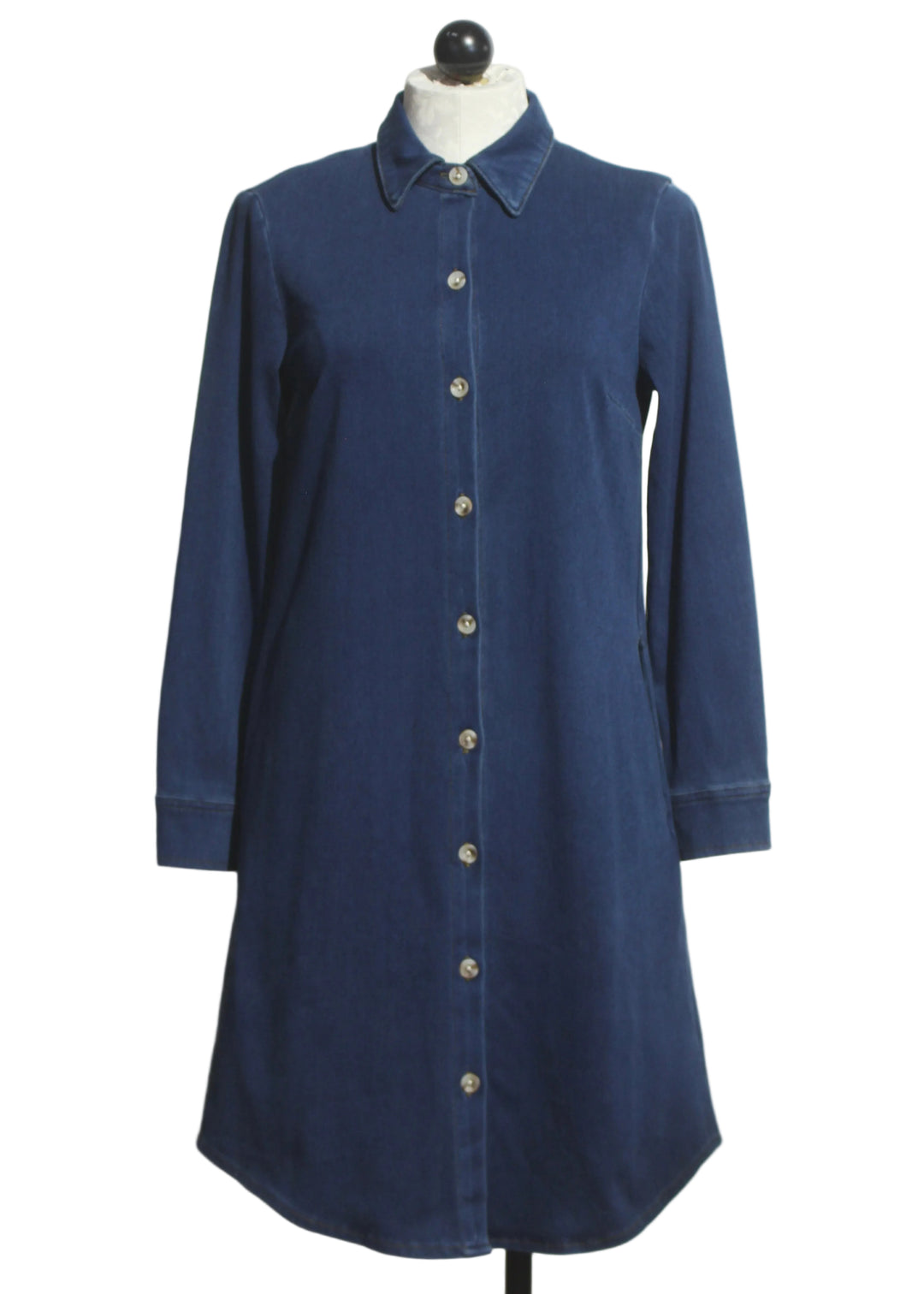 Blue Stretch Denim Shirt Dress by Compli K