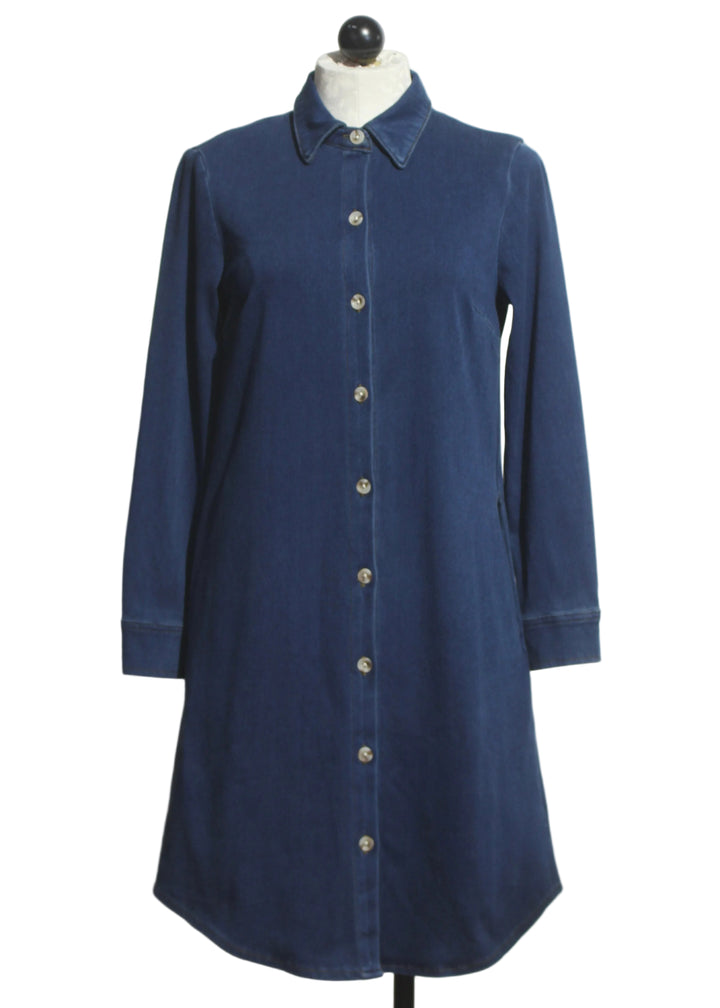 Blue Stretch Denim Shirt Dress by Compli K