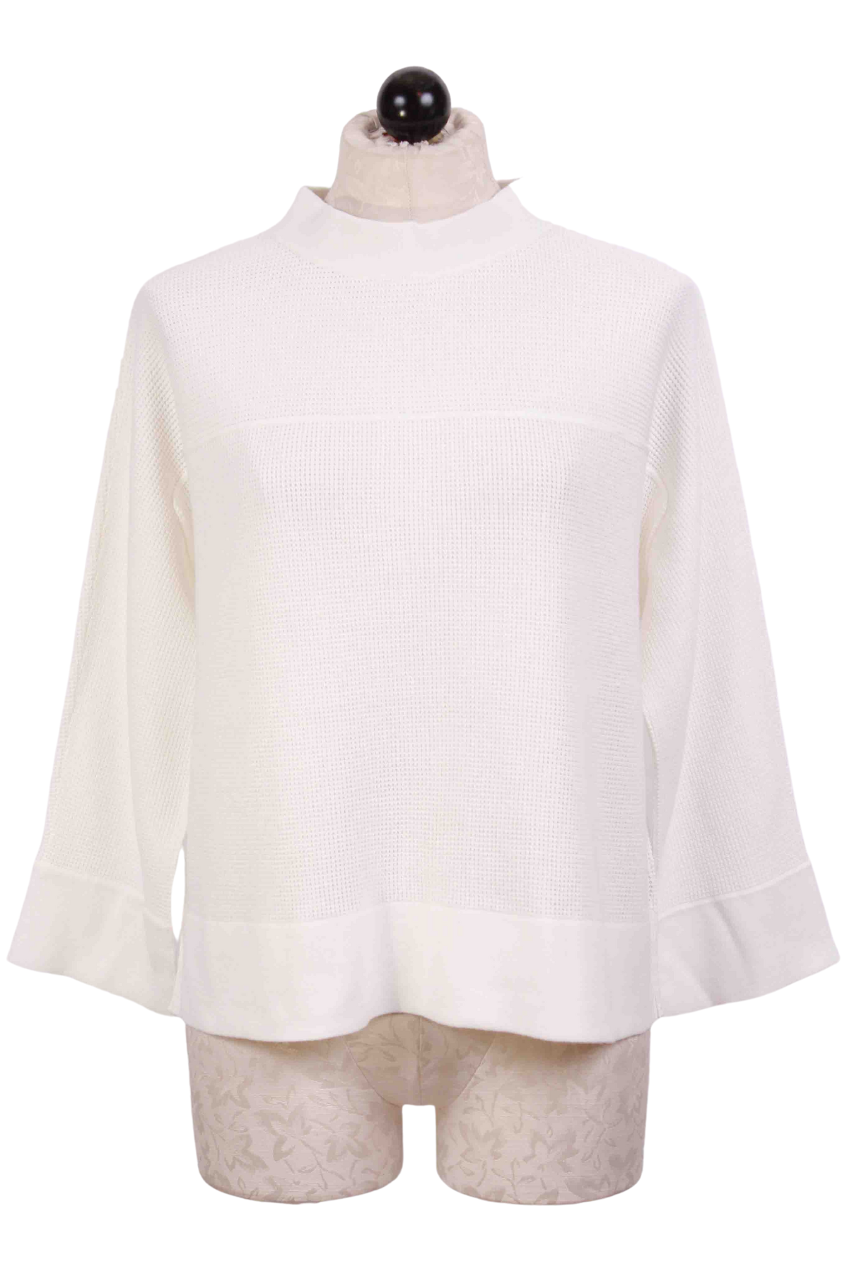 Winter White Thermal Knit Dolman Sleeve Funnel Neck Top by Liv by Habitat
