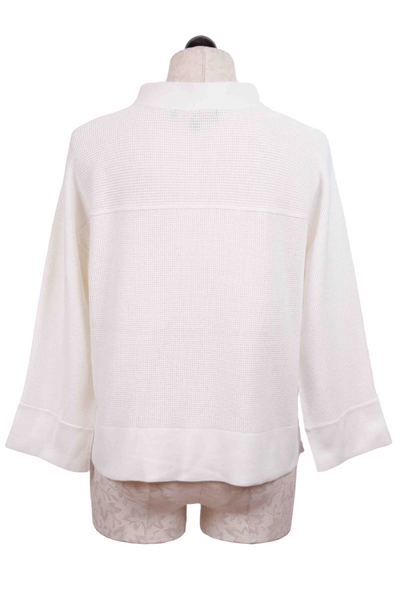 back view of Winter White Thermal Knit Dolman Sleeve Funnel Neck Top by Liv by Habitat