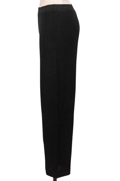 side view of black Micro Thermal Knit Ankle Pant by Liv by Habitat