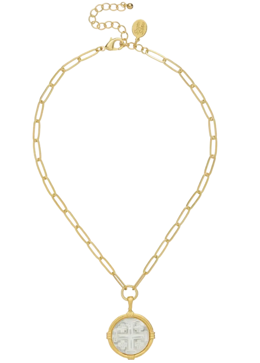 Ida Jerusalem Cross Paperclip Necklace-Susan Shaw