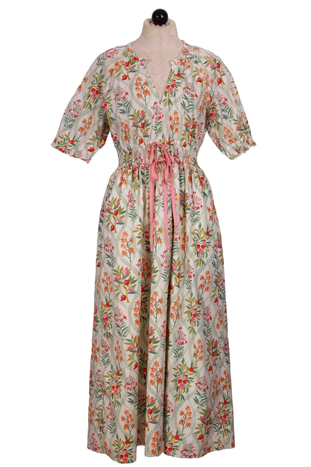Queenie Topiary White Floral Joanie Midi Length Dress by Spartina