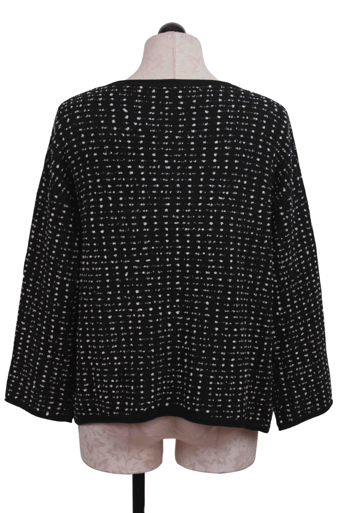 back view of black Textured Dot Swing Pullover Top by Liv by Habitat