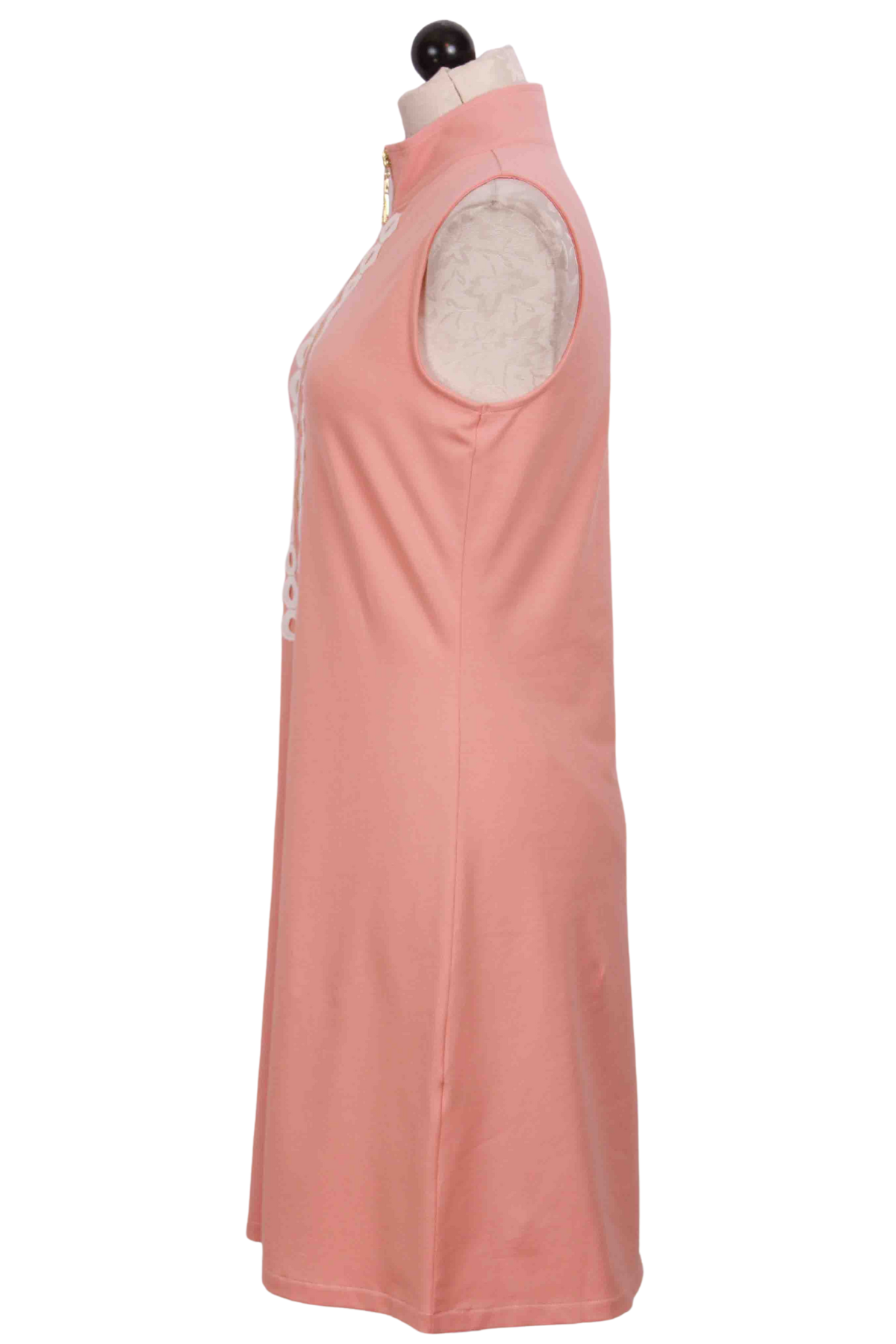 side view of Pink Sleeveless Serena Half-Zip Dress by Spartina