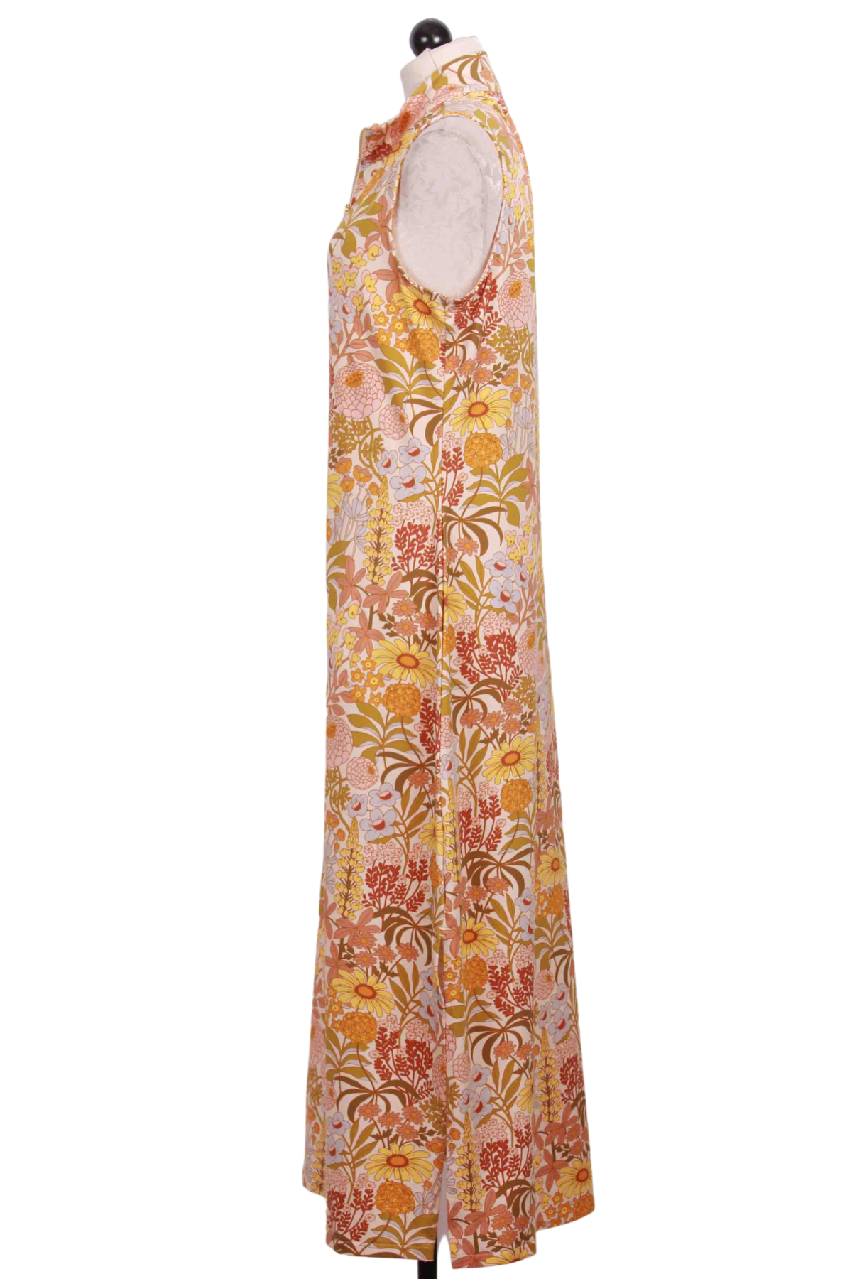 side view of Floral Serena Half Zip Midi Dress by Spartina