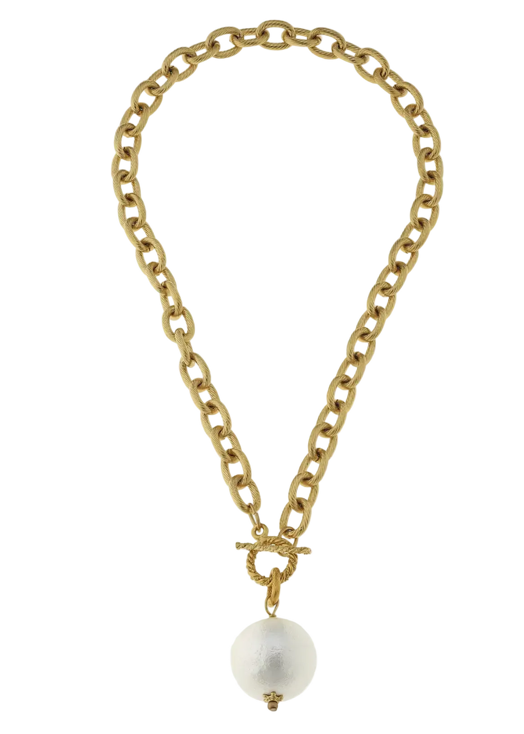 Cotton Pearl on Gold Toggle Necklace-Susan Shaw