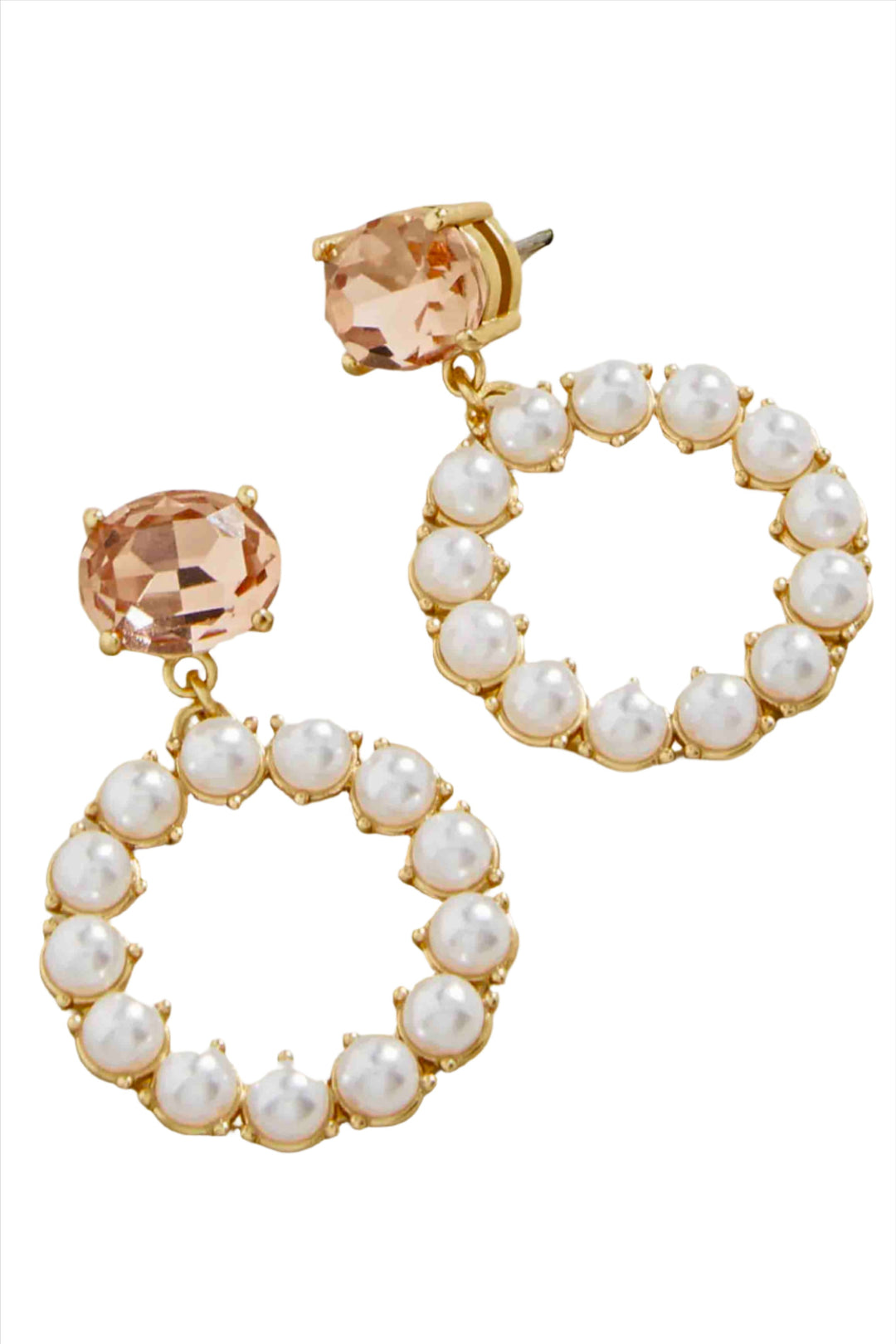 Pearl Baroness Earrings by Spartina 449 with a crystal stud back and dangle pearl circle