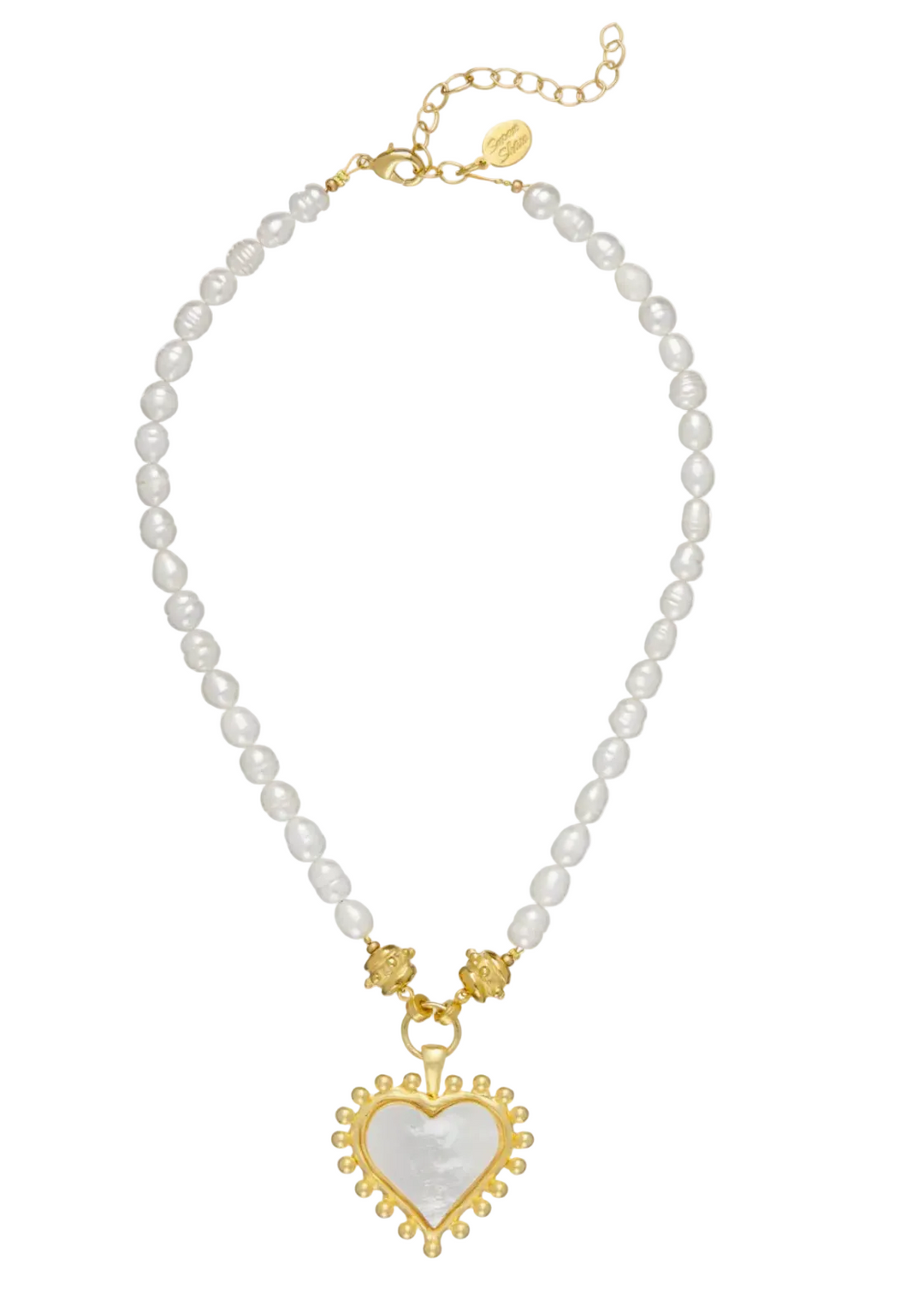 Mother of Pearl Heart Necklace on Pearl by Susan Shaw
