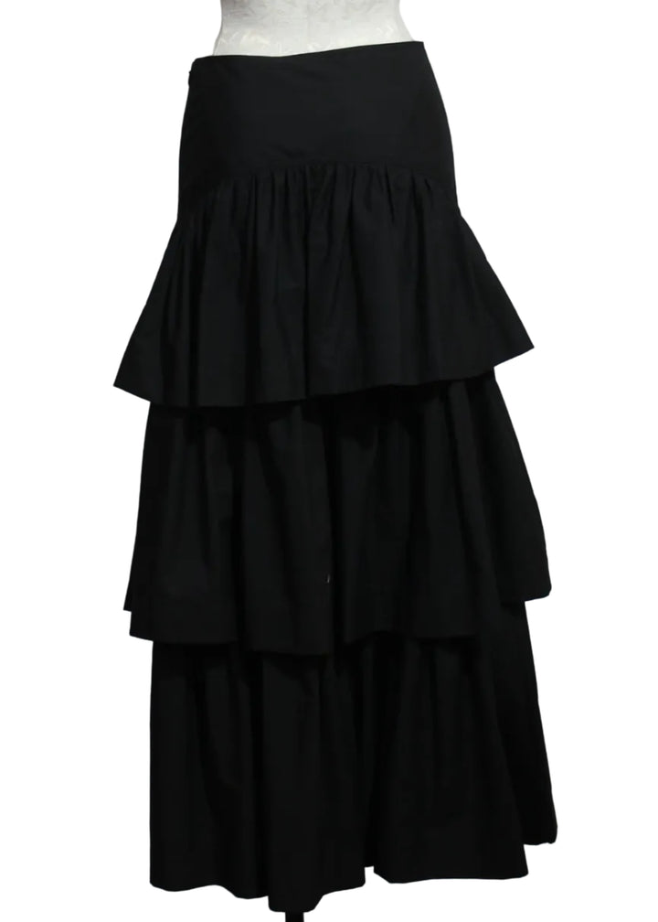 back view of Baylor Black Tiered Ruffle Skirt by Marie Oliver 